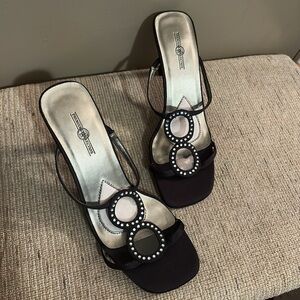 Vintage Black Beaded Women's Sandals